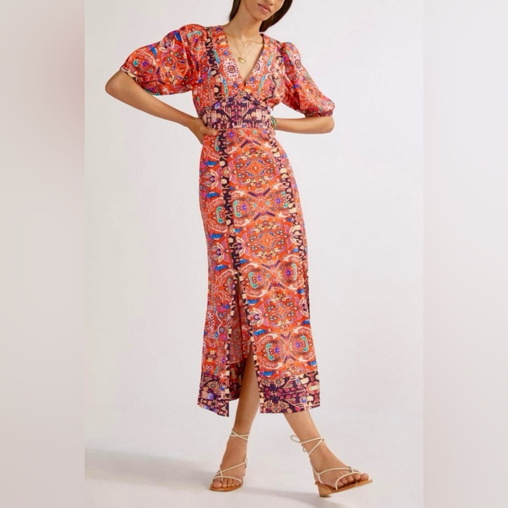 Anthropologie Floral Bohemian Maxi Dress - Multicolor, Pockets, Lined Size 2 - Picture 4 of 9